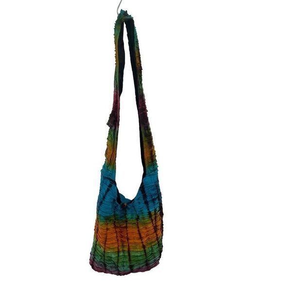 Rising International Women's Sling Shoulder Bag Tie Dye Boho Rainbow Ruffled - Picture 5 of 14